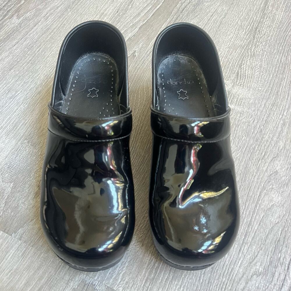 Dansko Professional Black Patent Leather Slip On Clog Women Sz 41 US 10.5 - 11